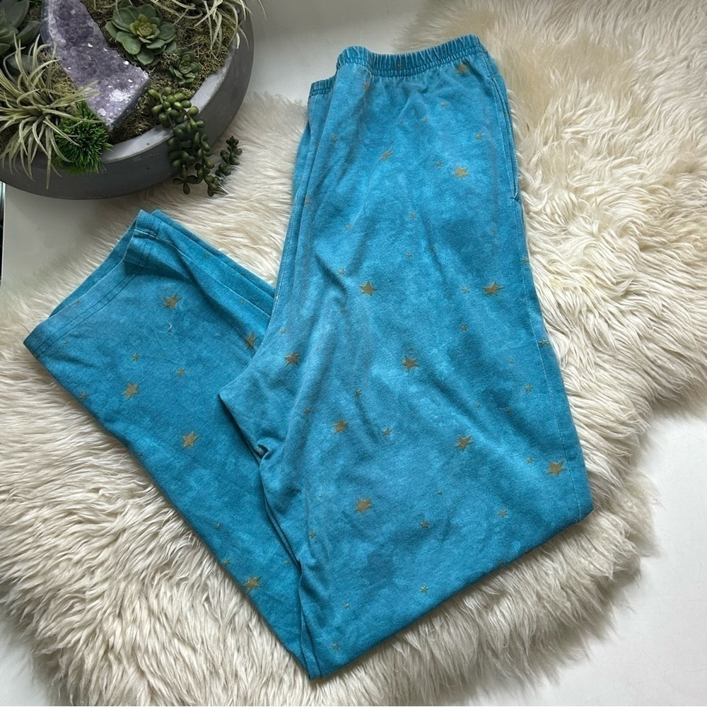 Vintage 1990s turquoise tie dye star print relaxed casual pants plus